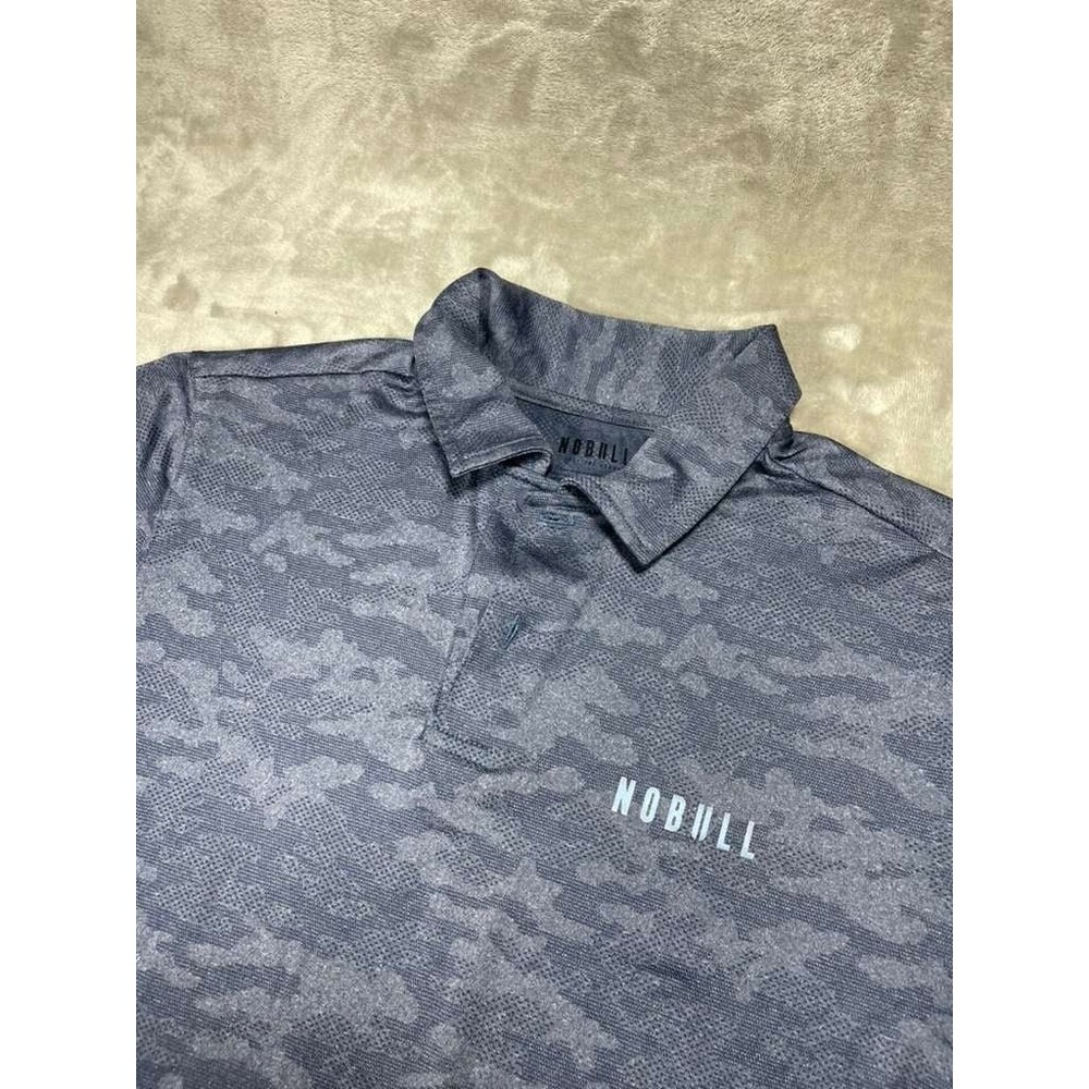 Nobull Polo Shirt Mens Medium Blue Camo Athletic Gym Workout Running Golf